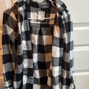 Cozy Black and White Button Up/ Flannel/ Checkered Shirt
